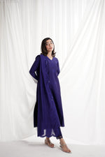 DEEP PURPLE KALIDAAR LUXURY EMBROIDERED 3PCS SET NPA3-25414