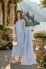 Nooriyah Luxury Embroidered Chiffon '26 - D3 - Dove Blue