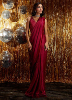 Velvet Fete '25 - Carmine Charmeuse Saree And Velvet Blouse
