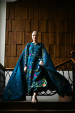 Karandi '25 Drop (2) - ZINC GREEN LASER CUTWORK LUXURY EMBROIDERED KARANDI SET (NEL-25637)
