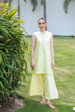 LIME YELLOW LUXURY EMBROIDERED 2PCS SET (NPA2-25304)