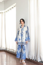 OFF-WHITE & BLUE LUXURY PRINTED 2PCS SET (NPA2-25308) (RTS)