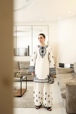 OFF-WHITE & BLACK LUXURY EMBROIDERED FARSHI SET (NPA2-25302)