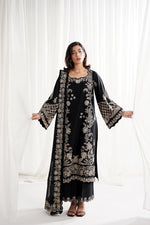 BLACK LUXURY EMBROIDERED 3PCS SET NPA3-25415