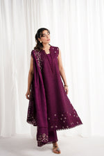 DEEP PLUM LUXURY EMBROIDERED 3PCS SET NPA3-25409