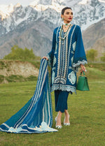 Embroidered Lawn Suits Unstitched 3 Piece CR23L 7A Cobalt Blue - Summer Collection