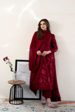 MAROON LUXURY EMBROIDERED LAWN 3PCS SET (NPA3-26419) - READY TO WEAR (RTS)