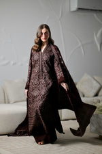 Kay Karandi '26 - MIRA I - CHOCOLATE BROWN LUXURY EMBROIDERED KARANDI 3PCS SET (NEL-26634)