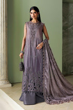 Soirée Unstitched Formals '26 - 3 Piece Unstitched Embroidered Bell Raw Silk Suit | SR-01-04-Dusty Mauve