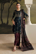 Soirée Unstitched Formals '26 - 3 Piece Unstitched Embroidered Tusser Silk Suit | SR-01-05-Imperial Burgundy
